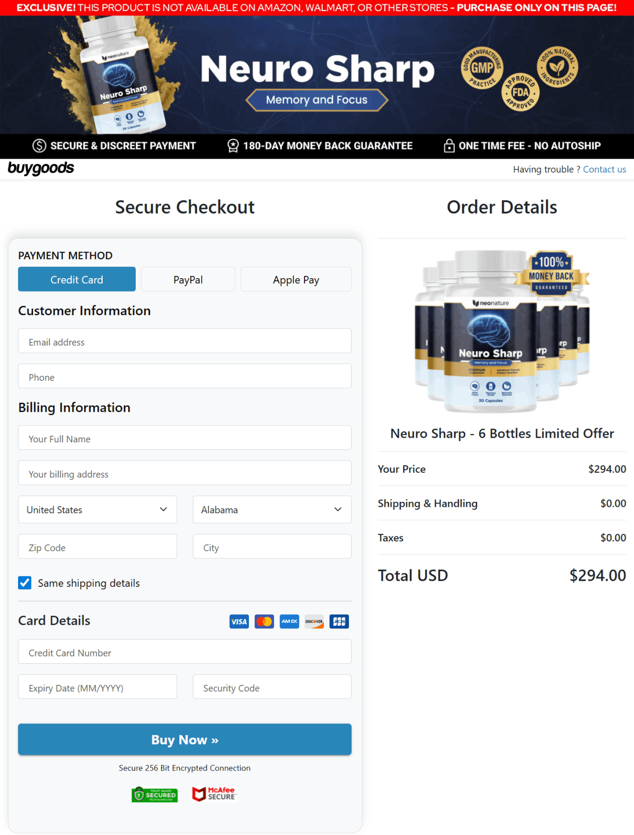 neuro sharp secure checkout
